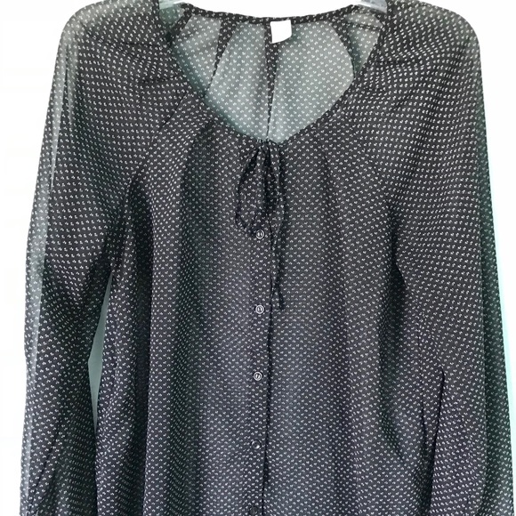 Navy & White Print Blouse Size Medium - Picture 1 of 4